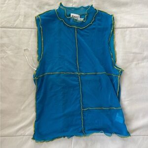Princess Polly Turquoise Mesh Top with Yellow Edging